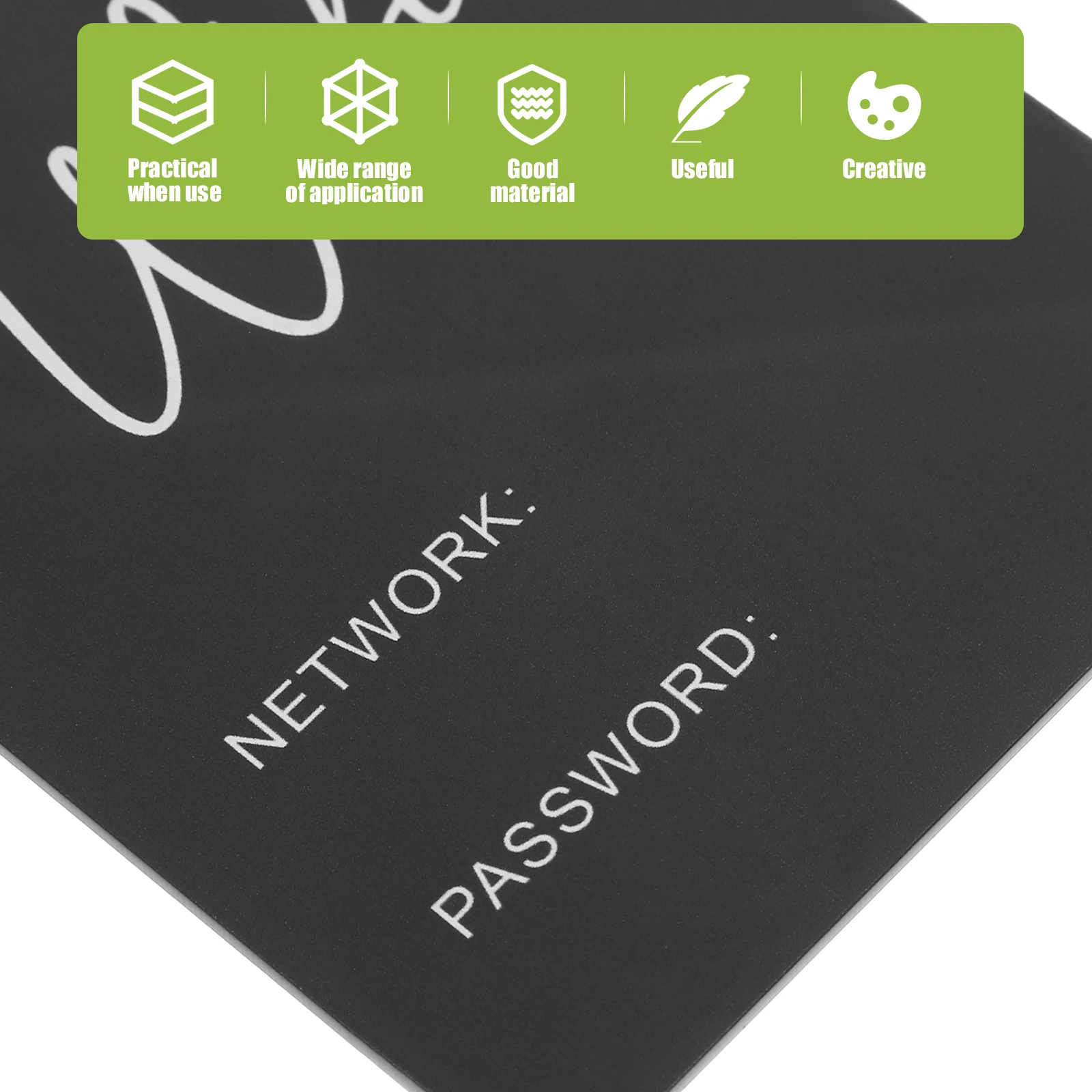 

Home Decor WiFi Password Display Card Wireless Network Sign Reminder Venue Setting Props Desk Tag for Black