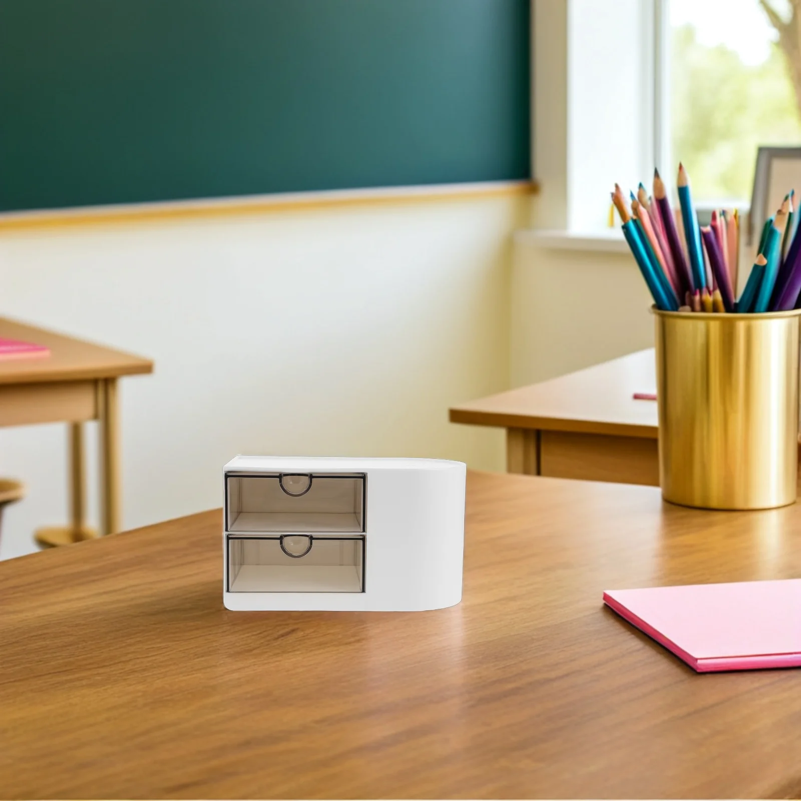 

Desktop Drawer Organizer Clear Plastic Pencil Holder Desk Organizer Lightweight Tabletop Pen Holder Container Stationery Storage