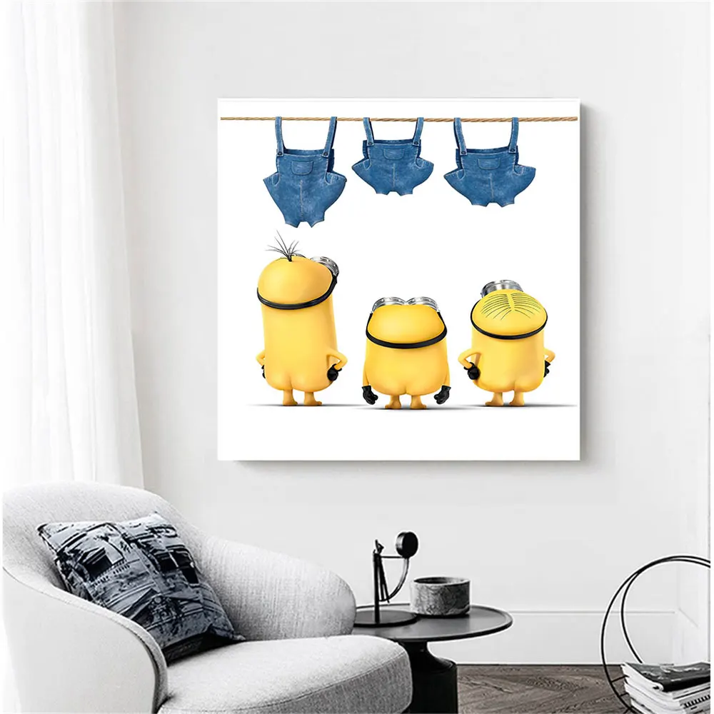 

MINISO Fun Cartoon Wall Decor Playful Minions Poster Suitable for Children or Teenagers Room Decor Canvas Print Art Bedroom