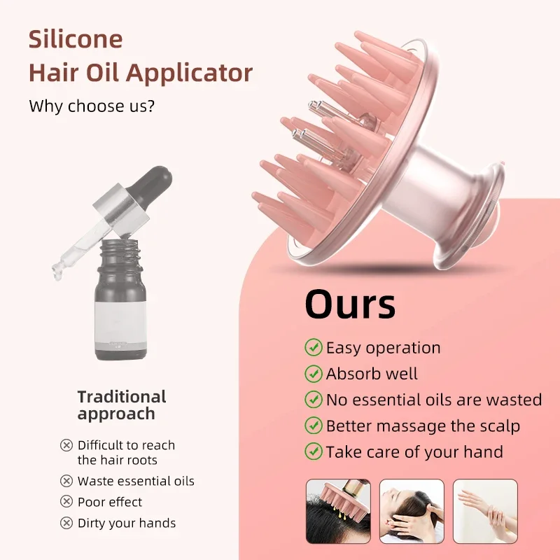 

1PCS Multifunctional Silicone Scalp Applicator Head Massage Care Brush Hair Care Essential Oil Liquid Guid Comb Shampoo Dispense