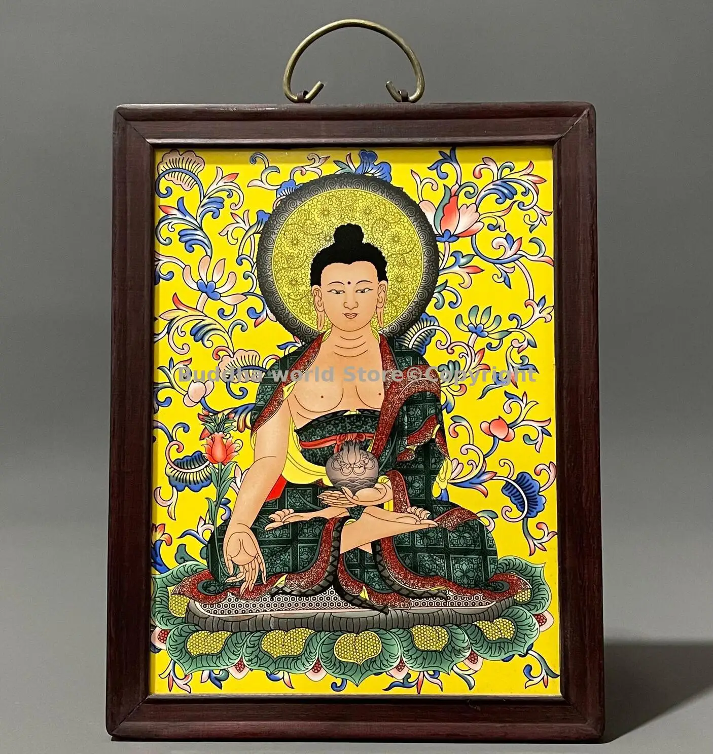 Buddhism Buddhist Supplies decor Shakyamuni Enamel porcelain buddha statue hanging painting HOME Temple altar blessing Prayer