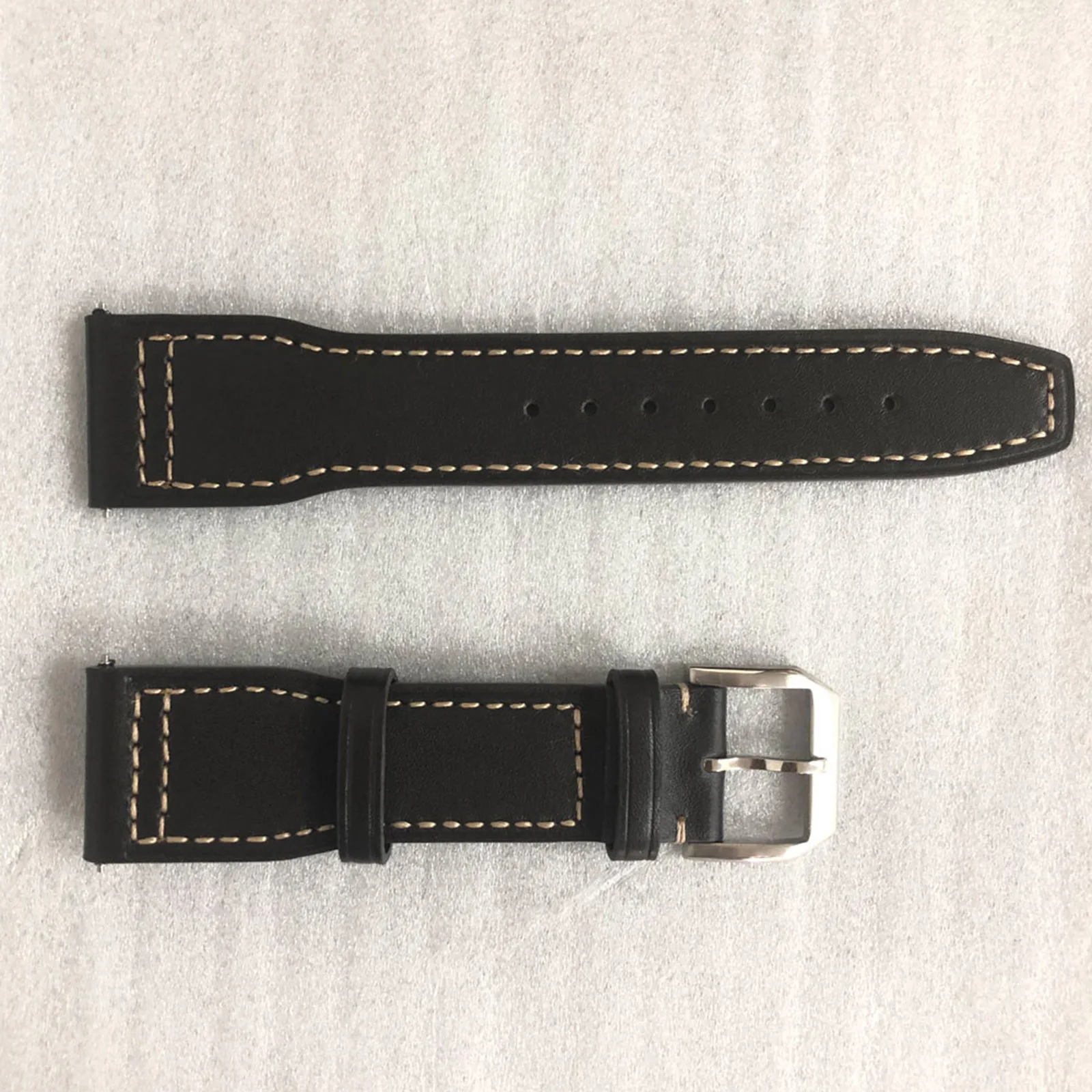 Simple Leather Stitch Watch Strap 22*18mm Matte Leather Black-brown Watch Band Belt Replacement Parts