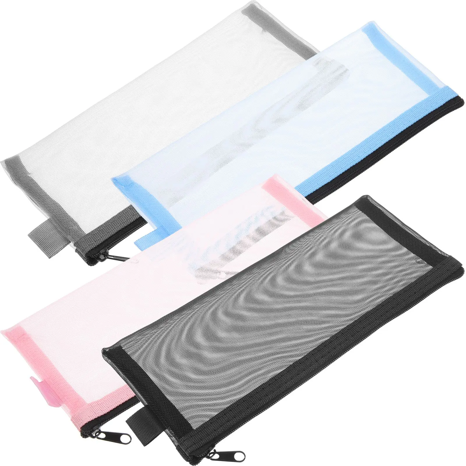 

4Pcs Pencil Case Large Capacity Stationery Bag High Grade Nylon Wear Resistant Storage Pens Pencils Markers Drawing Tools Travel