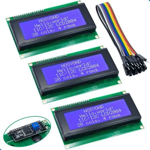 3Pcs I2C IIC 1602/2004 LCD Display Module 16x02/20x04 LCD Screen Module with 10pin F-M Jumper Wires for Arduino Raspberry Pi