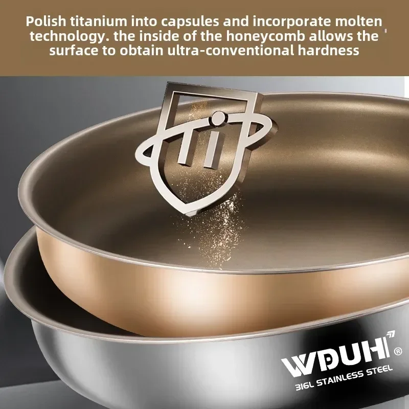 Titanium Pan Non-stick Frying Pan Household Wok Steak Frying Pan Induction Cooker Gas Stove Special  Wok Frying