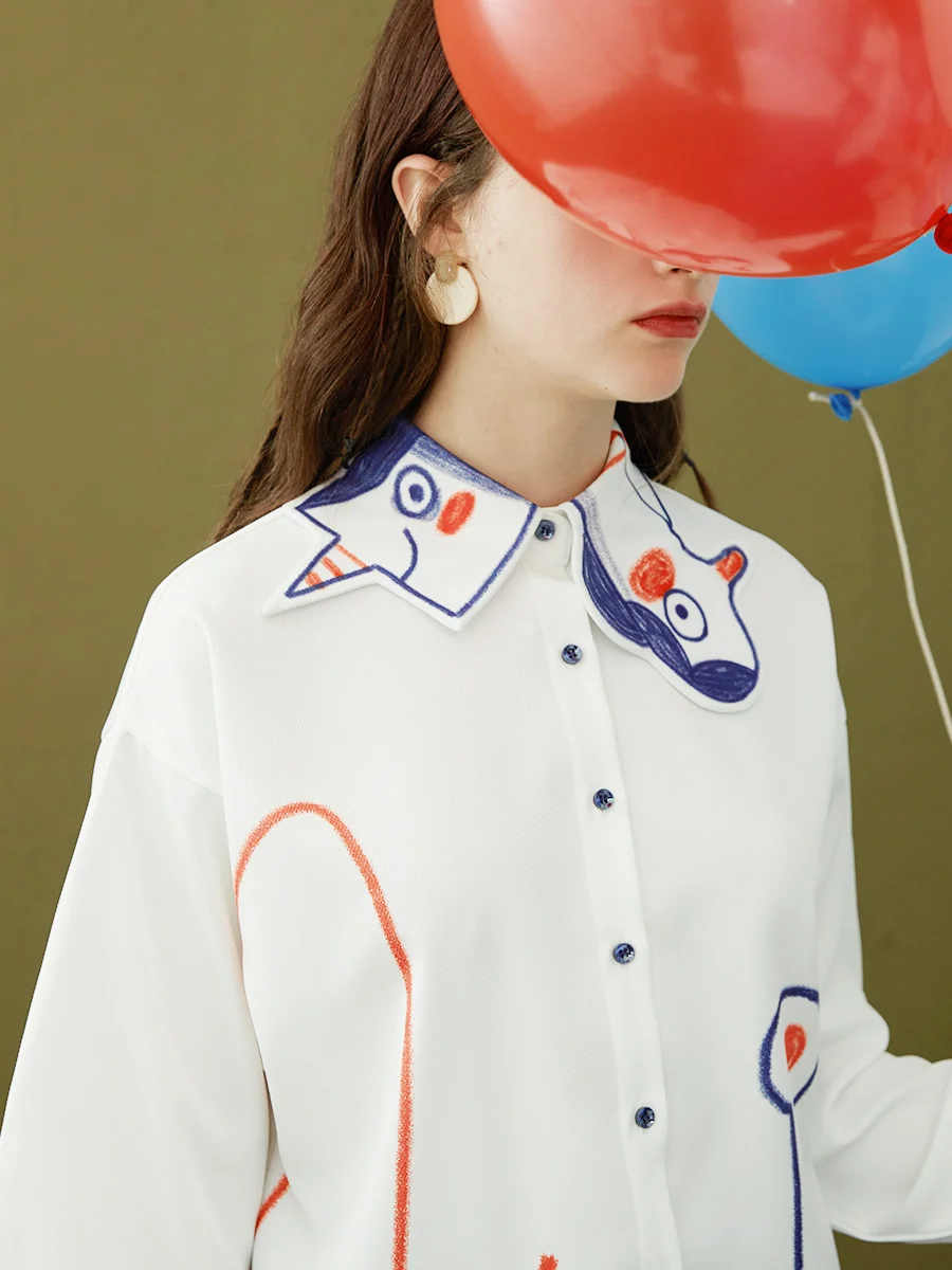 

Gom Original Design fiti Long Sve Loose Women's irt Spring Summer Casual Sle Polyester Fiber Faionable Outerwear