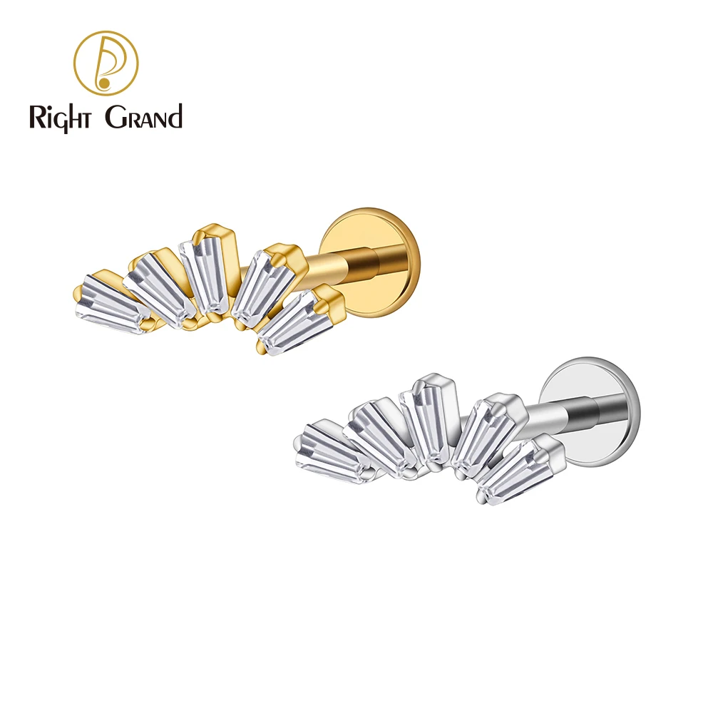 Right Grand ASTM F136 Титан 16G Багет CZ Кластер Лабрет Шпилька Трапеция Козелок Монро Спираль Хрящ Пирсинг ушей Right Grand ASTM F136 Титан 16G Багет CZ Кластер Лабрет Шпилька Трапеция Козелок Монро Спираль Хрящ Пирсинг ушей