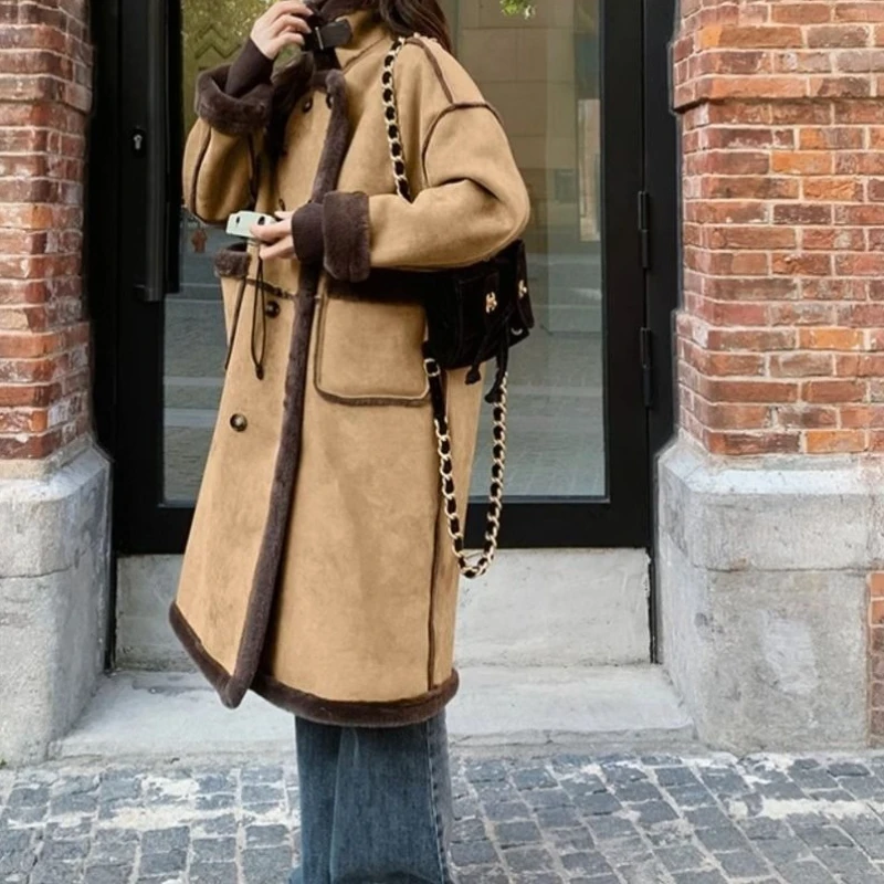 Fur Coat Coat in Autumn and Winter 2025 Plus Velvet Padded Women's Commuter Wind Warm Windbreaker