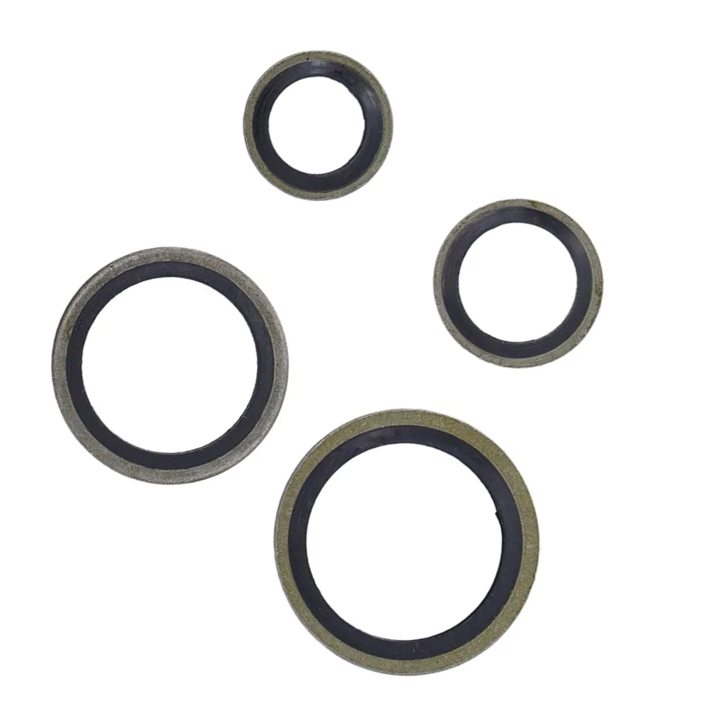 110pcs Convenient Rubber Metal Bonded Oil Seal Washer Durable Versatile Metal Sealing Washer Crush Washer Set Hydraulic Systems