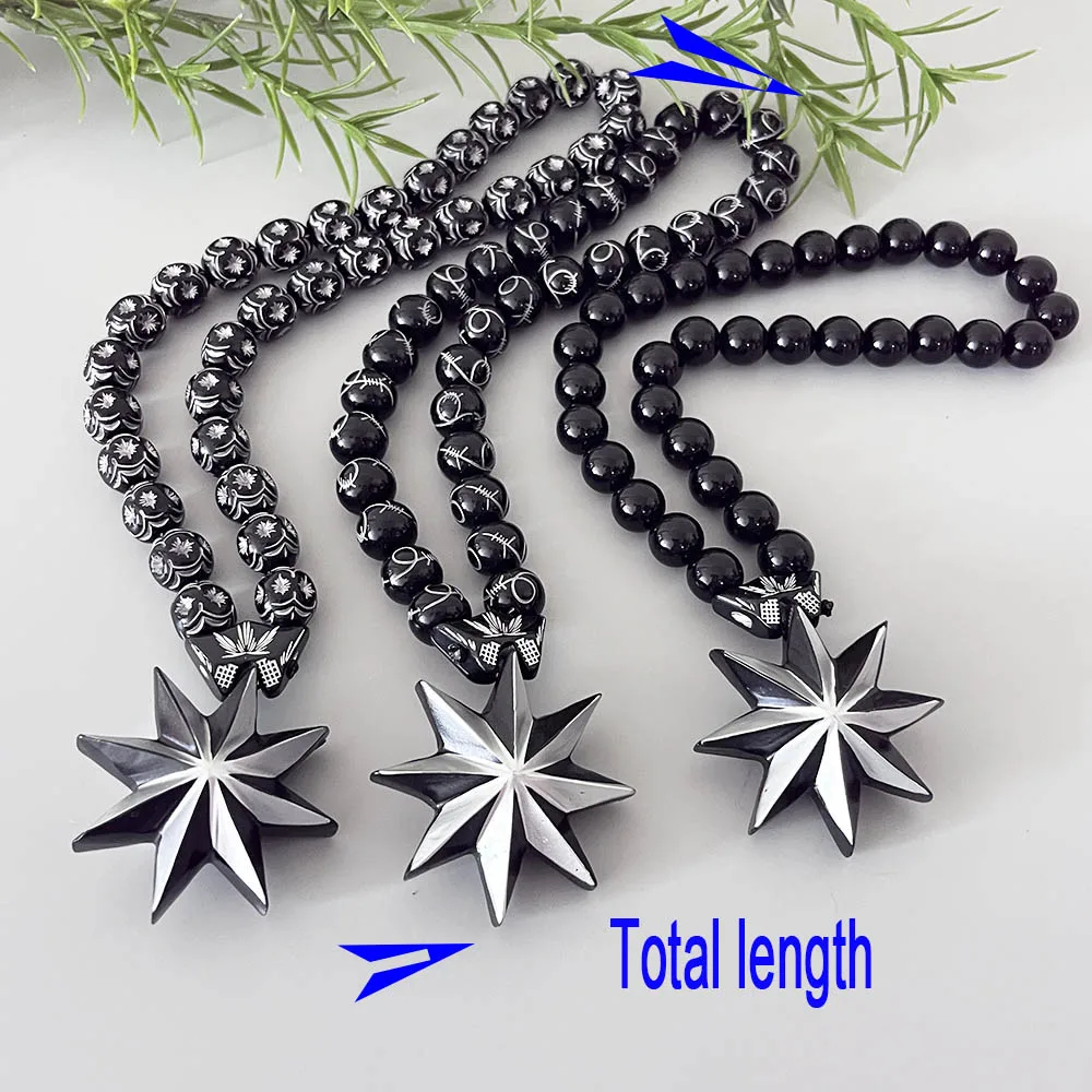 

GS70 Octagonal Star Resin Paintings Black Silvery Decoration Exquisite Bead Decorate 3D Three-Dimensional Two-Color Car Pendants