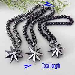 GS70 Octagonal Star Resin Paintings Black Silvery Decoration Exquisite Bead Decorate 3D Three-Dimensional Two-Color Car Pendants