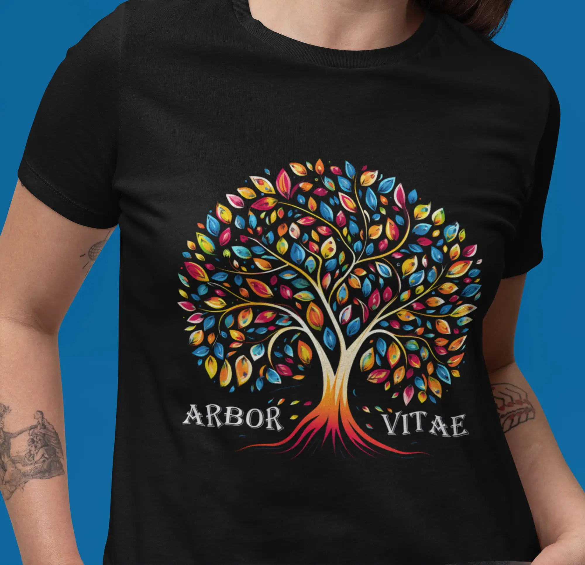 

Футболка «Древо жизни», тяжелый хлопок, символические любители природы, яркие цвета, латинская цитата, духовный топ, подарок