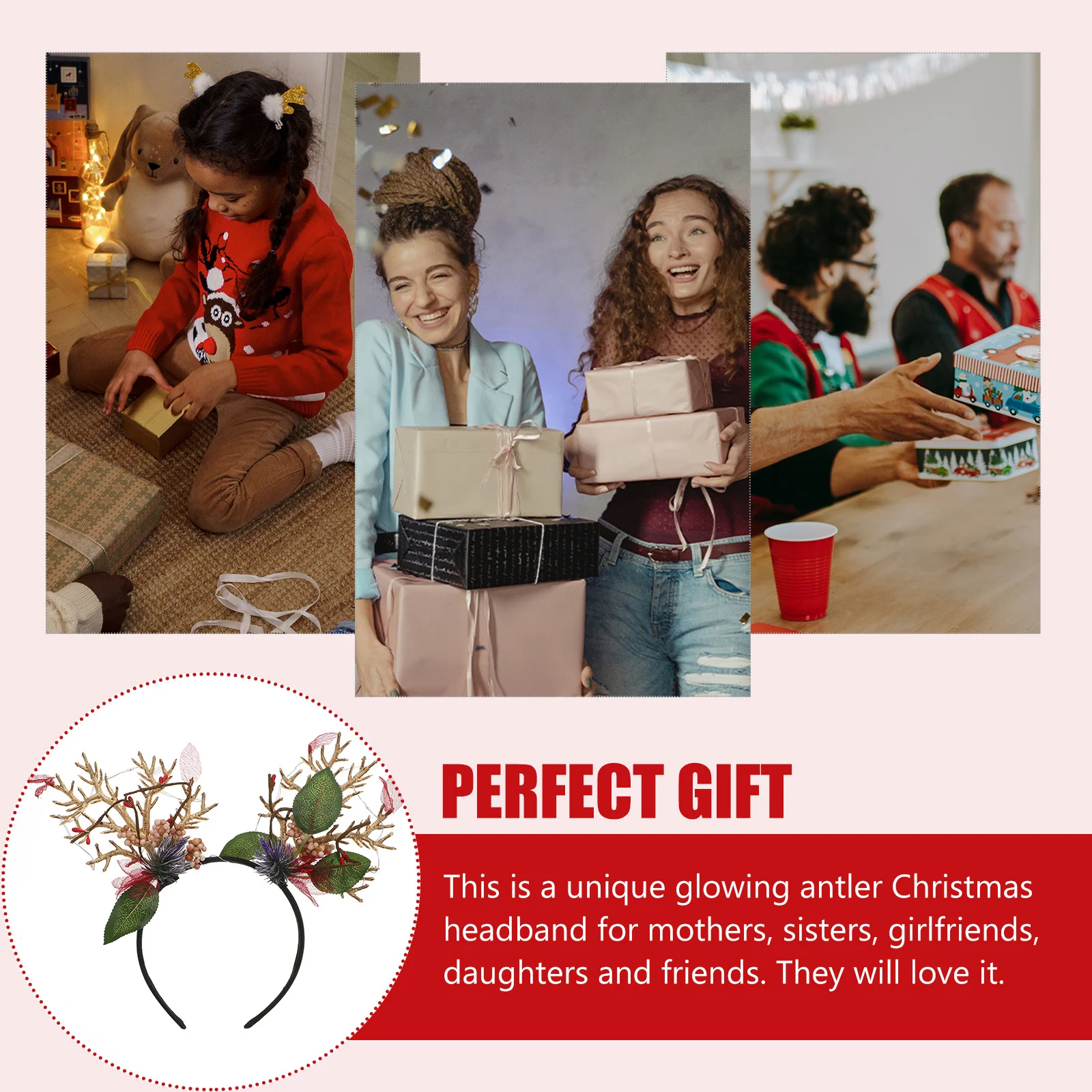 

1Pcs Luminous Elk Headband Xmas Cosplay Party Hair Decor Eye-Catching Glowing Accessory Luminous Headband Party Hair Decor