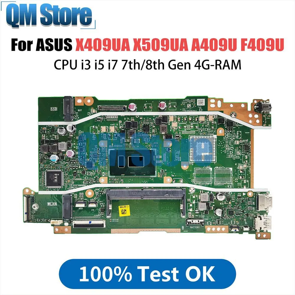 X409UA Laptop Motherboard For ASUS X509UA A409U F409U X409UB X509UB Notebook Mainboard CPU i3 4G RAM