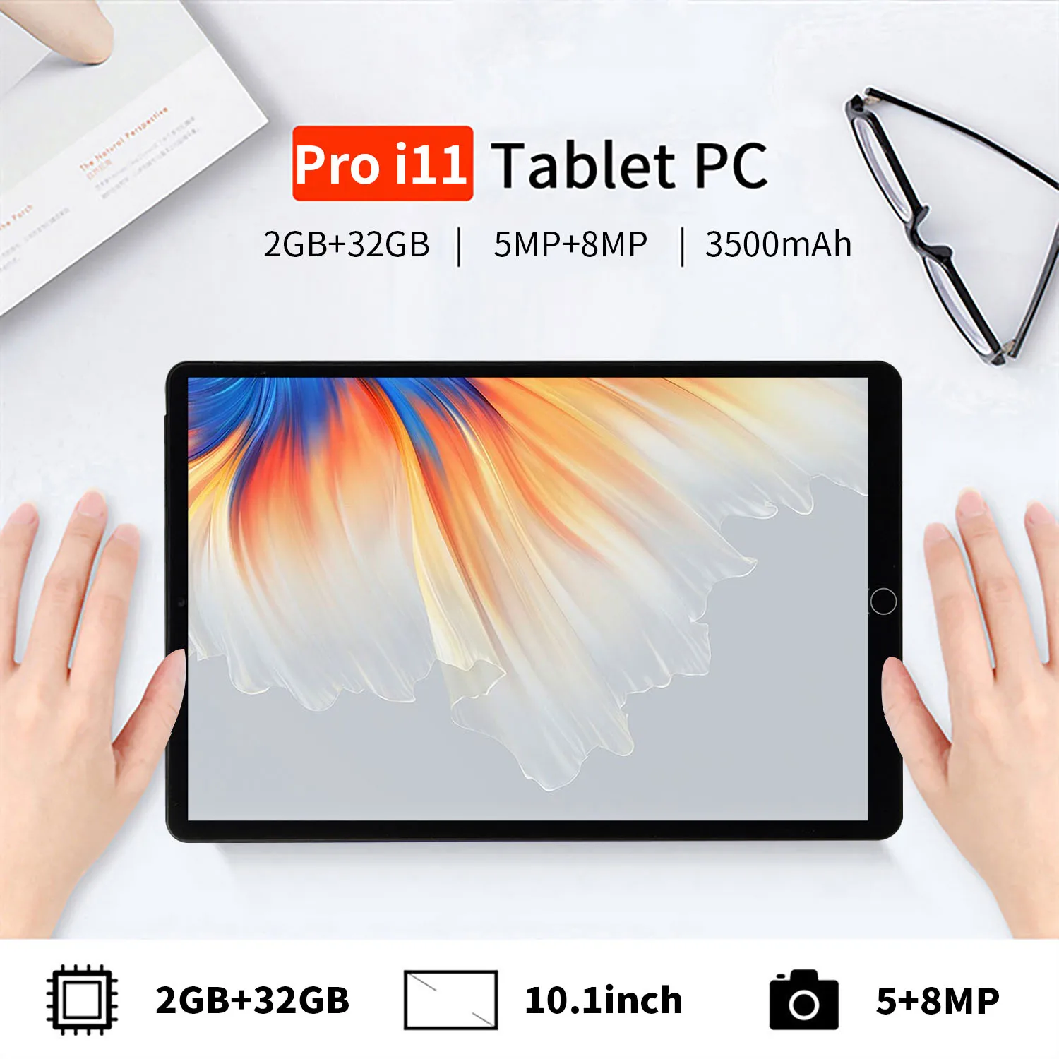 Tableta versión Global de 10,1 pulgadas, tablet con android 2023, 2GB de RAM, 32GB de ROM, + 8MP 5MP, 3500mAh, red Dual SIM, WIFI, Bluetooth,