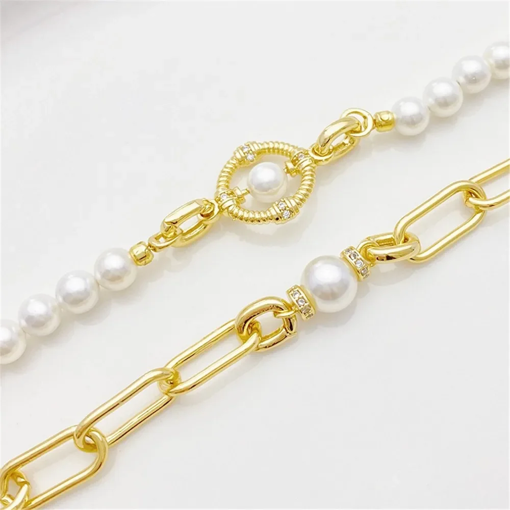 Anillo giratorio de Color dorado de 14K, doble hebilla Universal colgante hecha a mano, pulsera de hilo, collar, accesorios de cierre de conexión