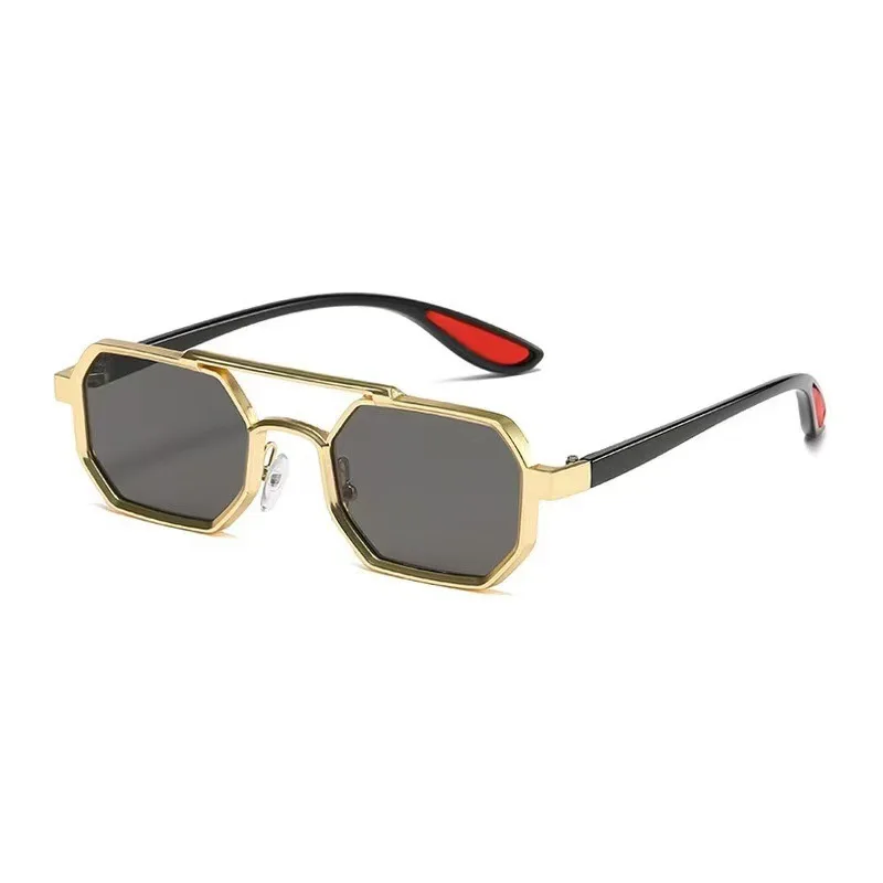 Neue Vintage Quadratische Sonnenbrille für Damen und Herren Rechteckige Sonnenbrillen Polygon-Brillen für Männer und Frauen – Detail 2
