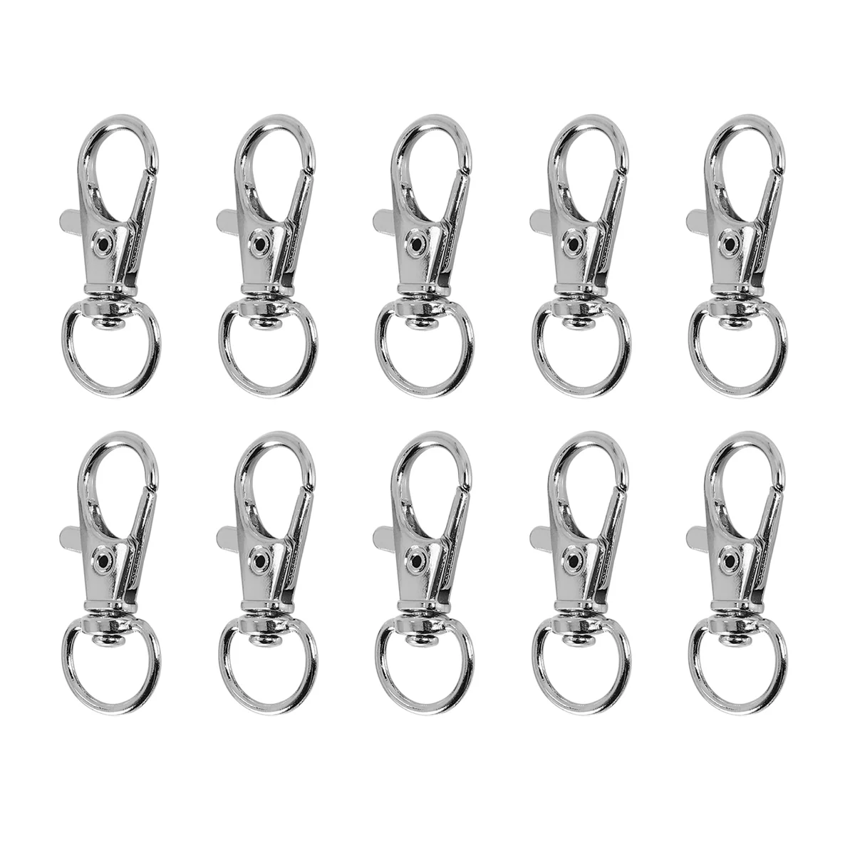 10pcs Metal Clasp Swivel Trigger Clips Snap Hooks Key Ring Bags DIY Craft Silver