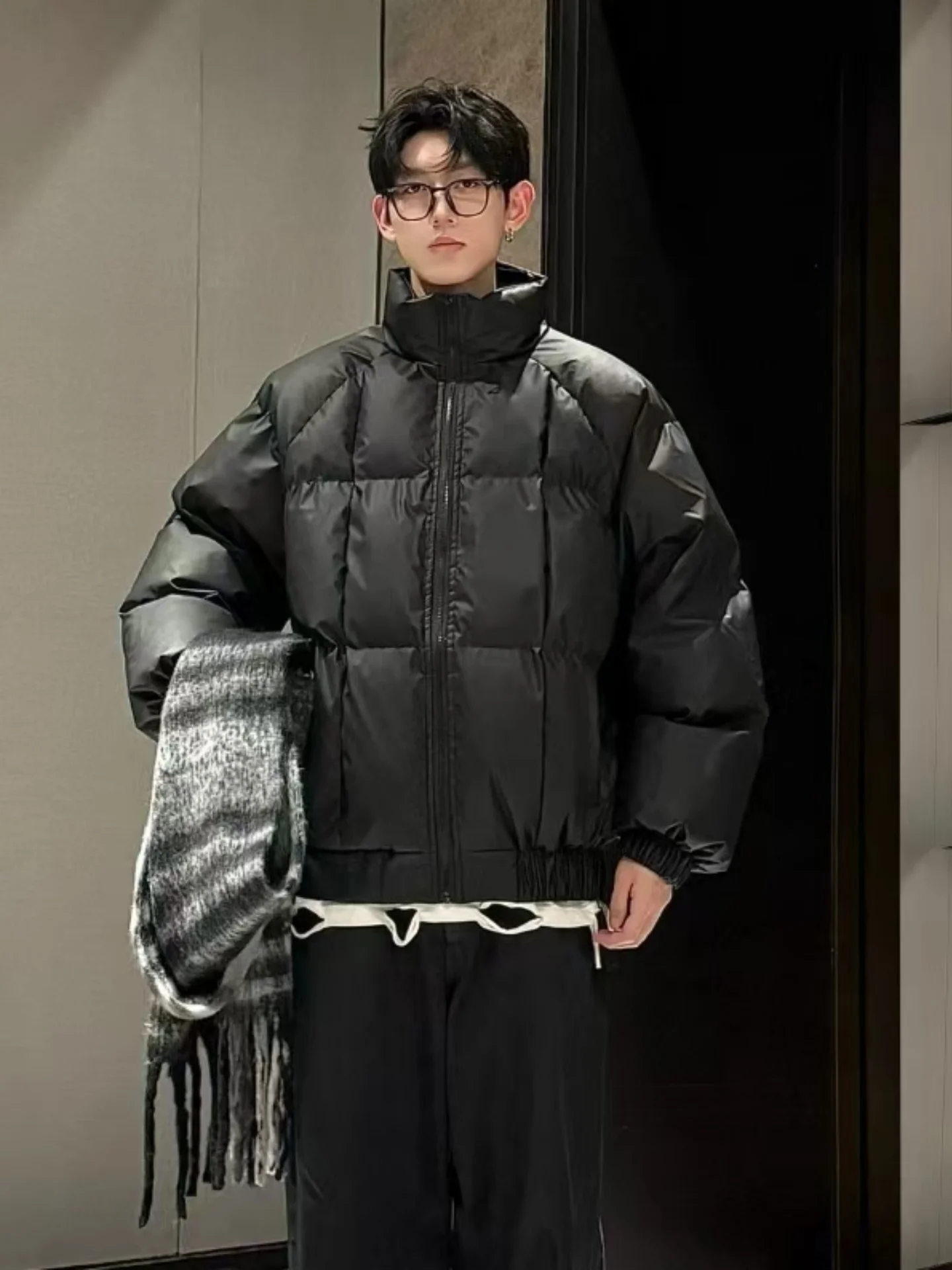 

Водонепроницаемая утепленная куртка из искусственной кожи с хлопковой подкладкой, зимняя теплая куртка с воротником-стойкой для пар, с бахромой, на молнии, однотонная, из полиэстера.