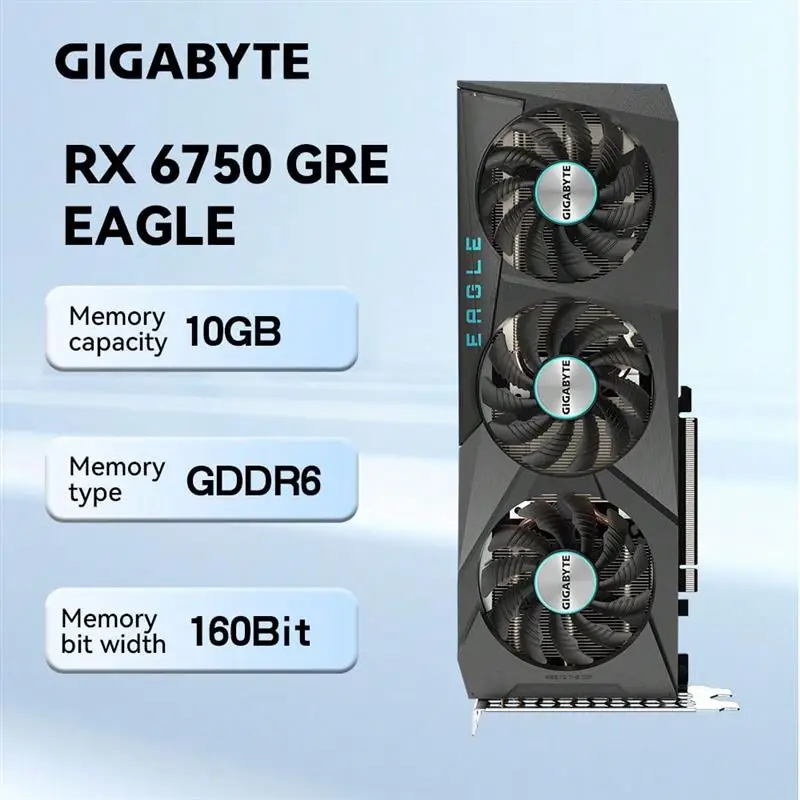 To RX6750GRE EAGLE graphics card 10G with Three fan Placa de vídeo GDDR6 256 bits PCIe 4.0 For AMD 5700x3D CPU Kit