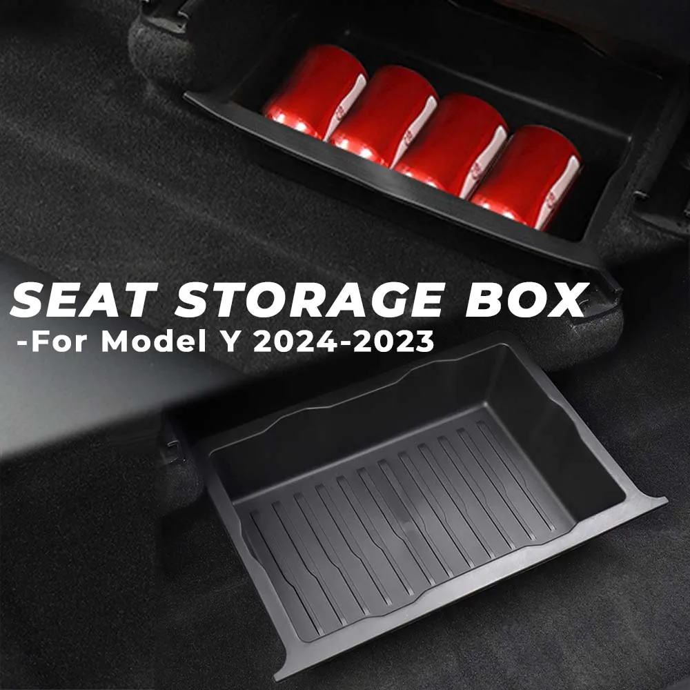 Car Seats Drawer For Tesla Model Y Car Interior Accessories TEP Push-pull Washable Box with handle Auto Lower Box Case 2024-2023