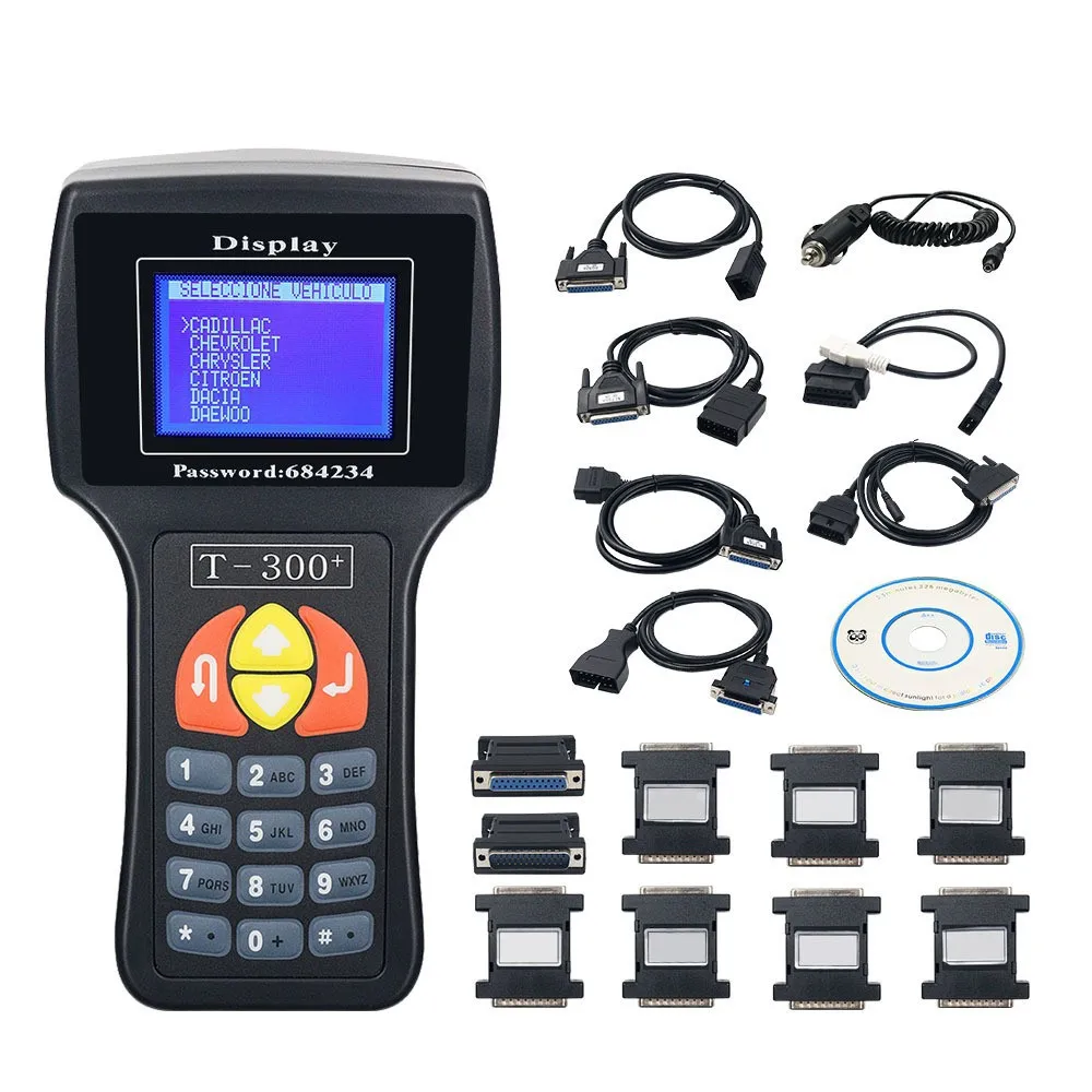 

English/Spanish Blue Black Key Matcher Electric Key Programmer T300 V23.9 Auto Scanner Code Reader Engine Analyzer