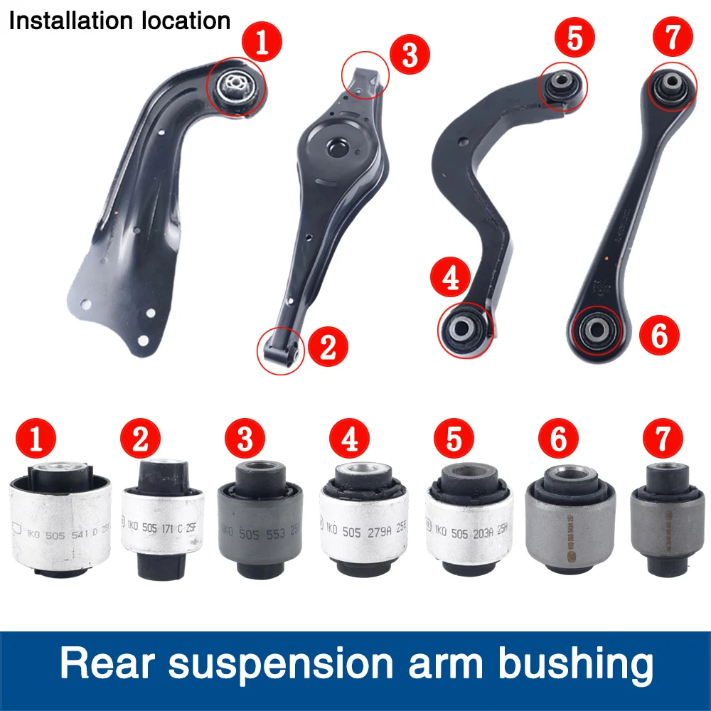 

Комплект из 14 втулок задних рычагов подвески для VW Tiguan, Passat CC, Sharan, Yeti, Golf GTI (OE 1K0505553A, 1K0505541B, 1K0501529/530)