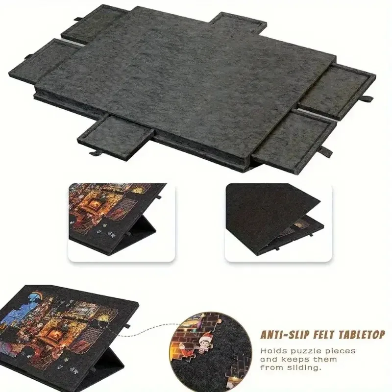 

ZDQ Portable Puzzle Table Board with Foldable Bracket Cover Puzzle Felt Integrated Lightweight Table Board for Home And Travel