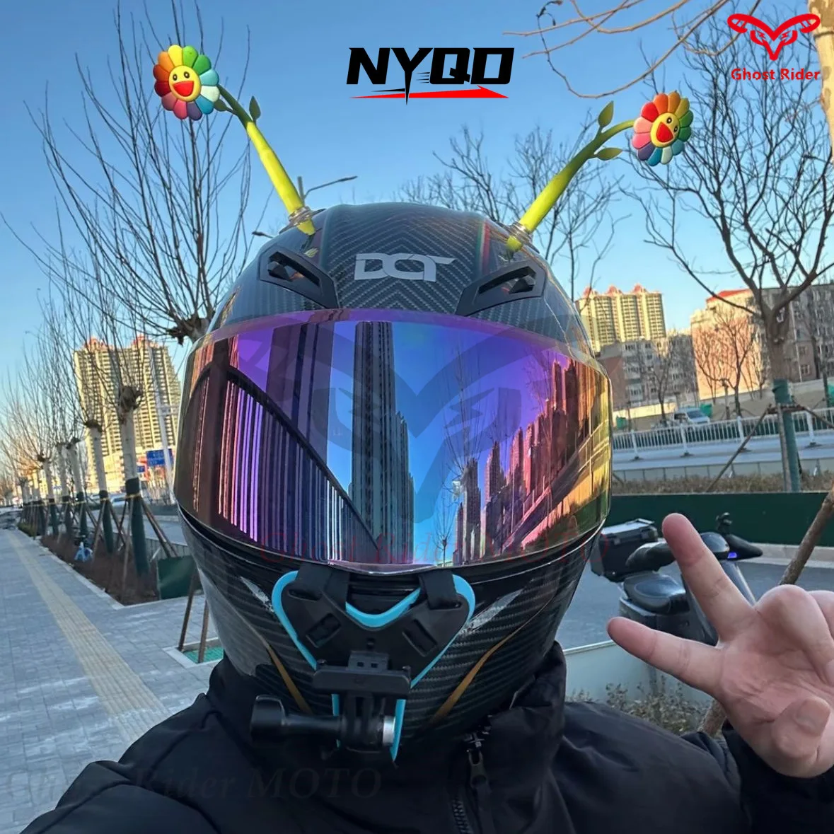 Helmet decoration small flower small objects sunflower electric car decoration helmet decoration boys and girls cool