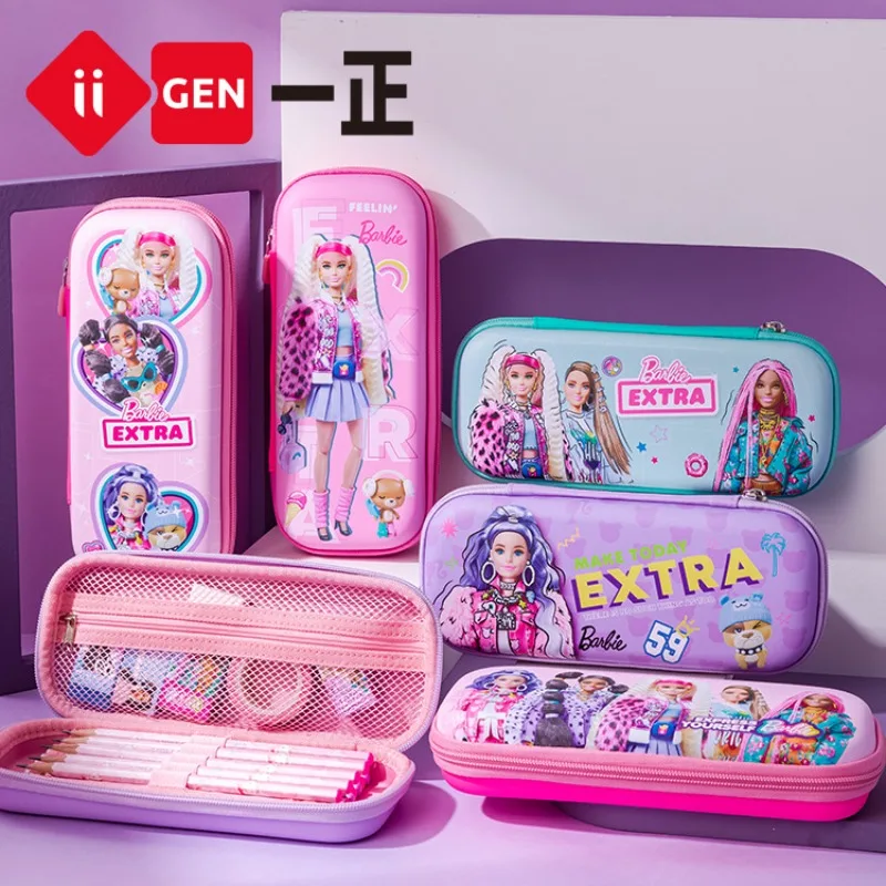 Bolsa de lápices Kawaii de doble capa de papelería coreana para niñas Barbie, estuches de lápices para niños encantadores de dibujos animados, Lindo bolso de regreso a la escuela