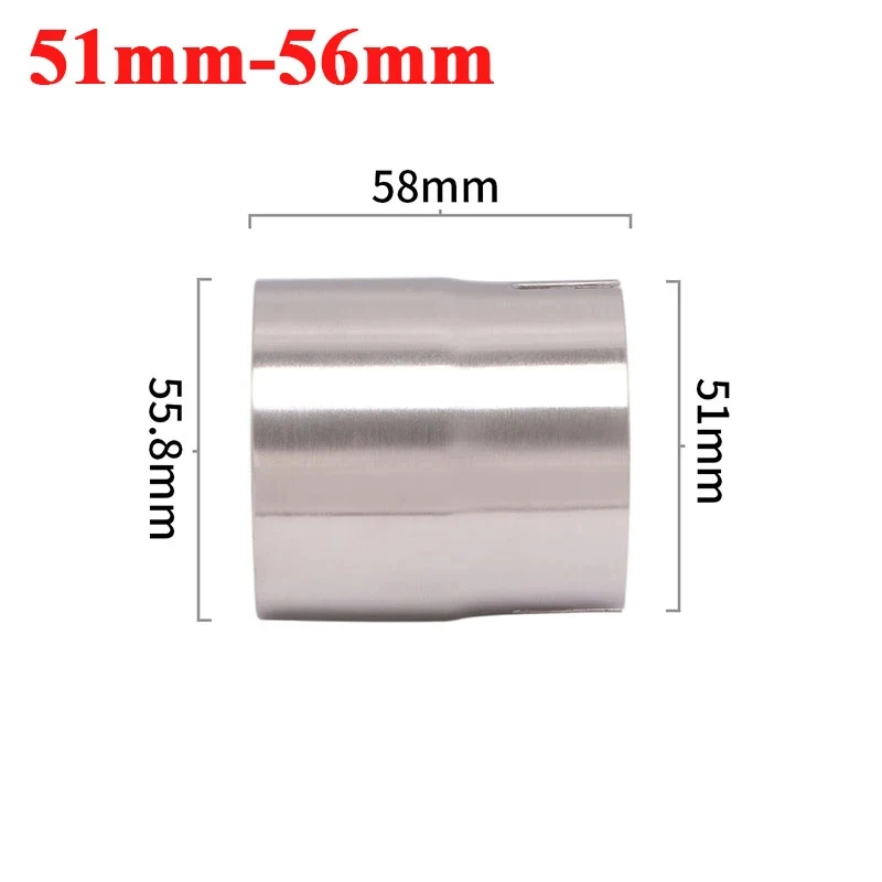 Stainless Steel Motorcycle Exhaust Reducer 51-62mm Adapter Link Pipe for Racing Muffler Performance