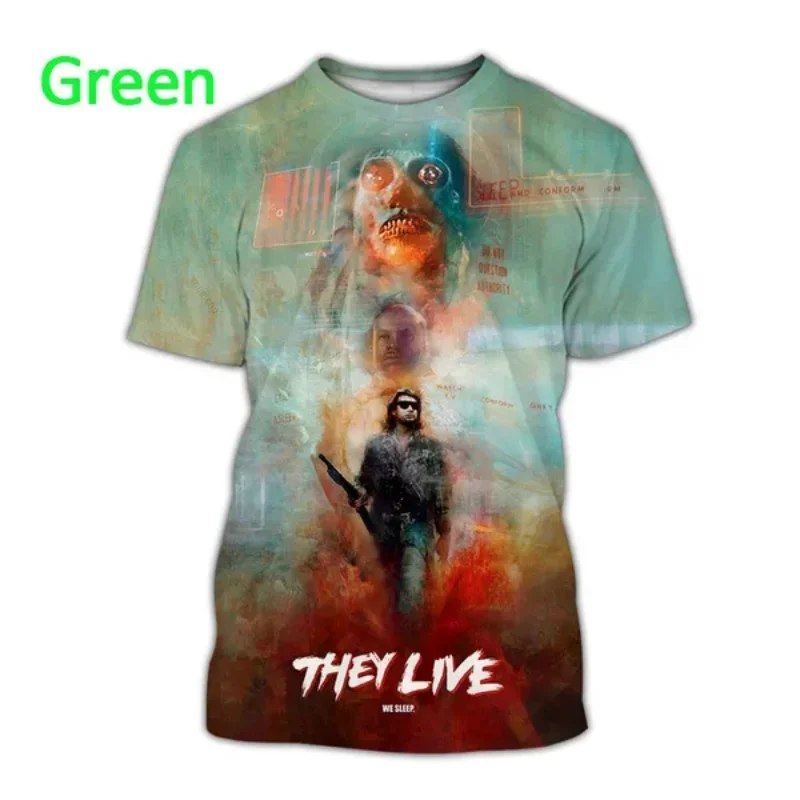 Fashion Personalized Men Clothing Horror Sci-fi Movie They Live 3D Print T-shirt Hip Hop Harajuku Unisex Oversized T Shirt Tops