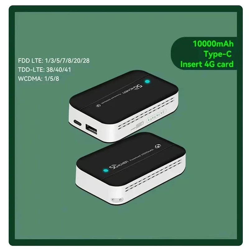 Desbloqueado 4G Mobile WiFi Hotspot, 10000 mAh Power Bank, 150Mbps, 4G LTE, Cat4, Roteador MiFi portátil com slot para cartão Sim