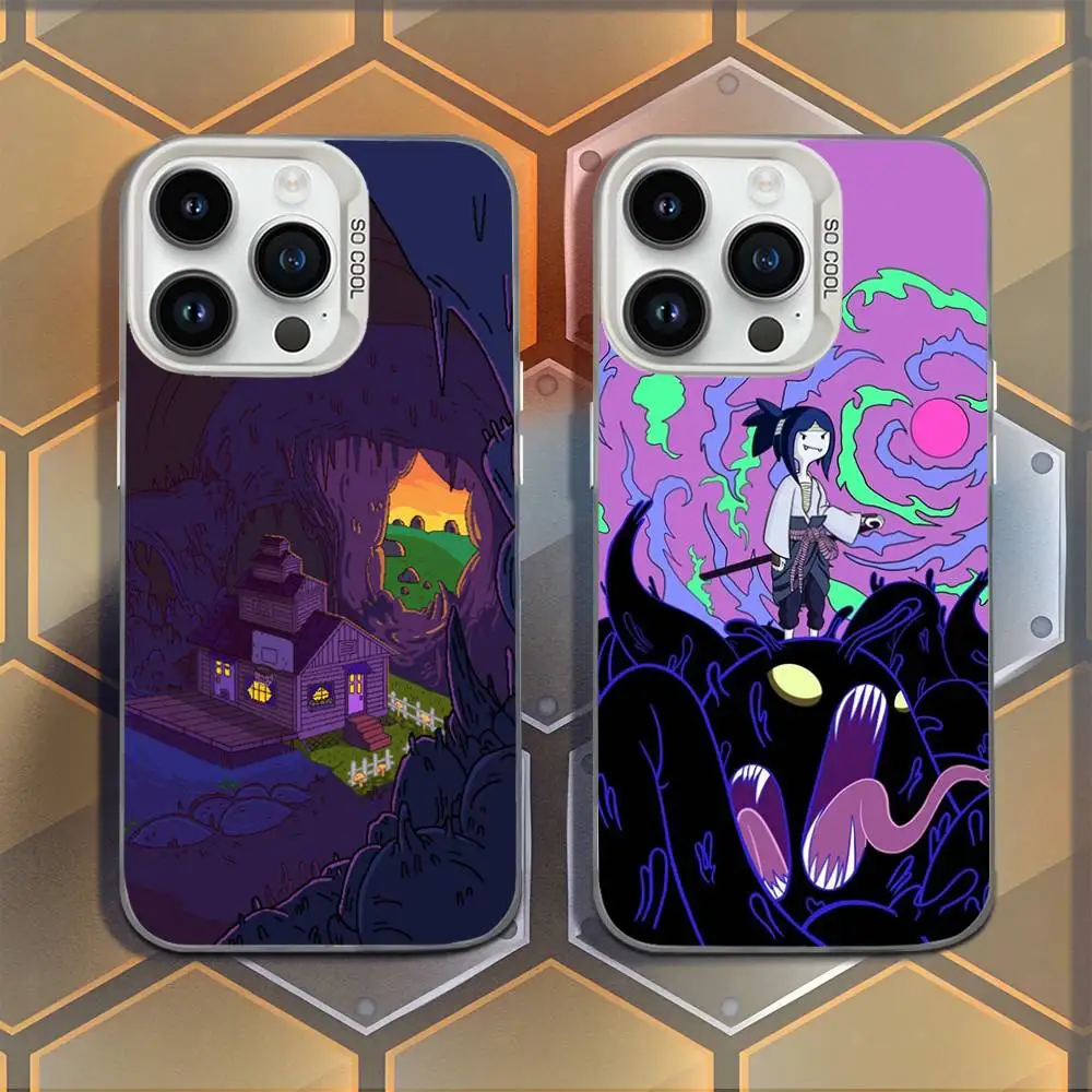 

Amine Cartoon A-AdventureS Time Phone Case For iPhone 16,15,14,13,12,11,Mini,Pro,E,MAX White Candy Matte Shockproof Cover