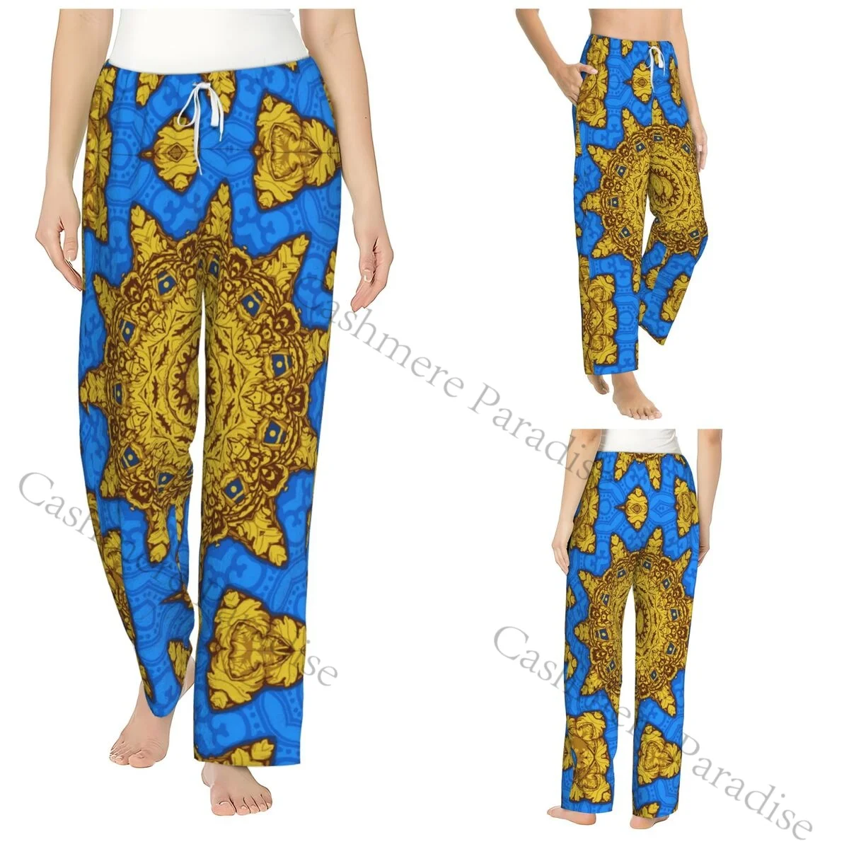 

Golden Abstracwra Women Sleep Pants Warm Flannel Lounge Pants for Winter Nights