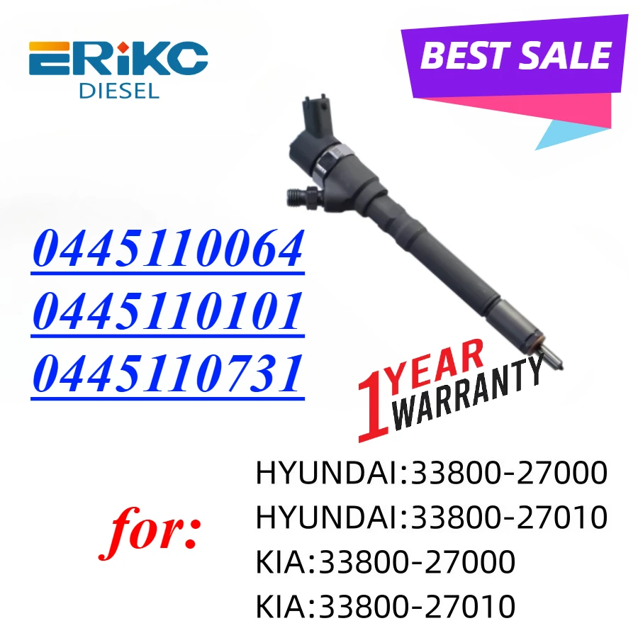 

0445110064 :33800-27000 Common Rail Injector 0445110101 Nozzle 0445110731 for HYUNDAI Santa KIA Matrix 33800-27000 33800-27010