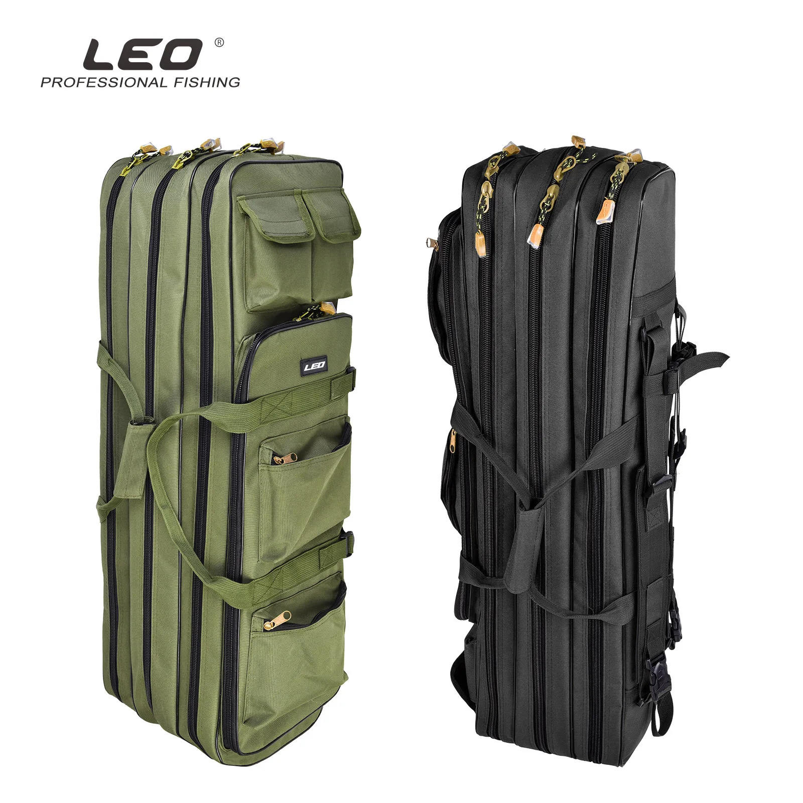 

LEO Multifunctional Fishing Rod Bag 3 Layers 80CM-100CM Fishing Tackle Bags 600D Oxford Fishing Reel Gear foldable Storage Case