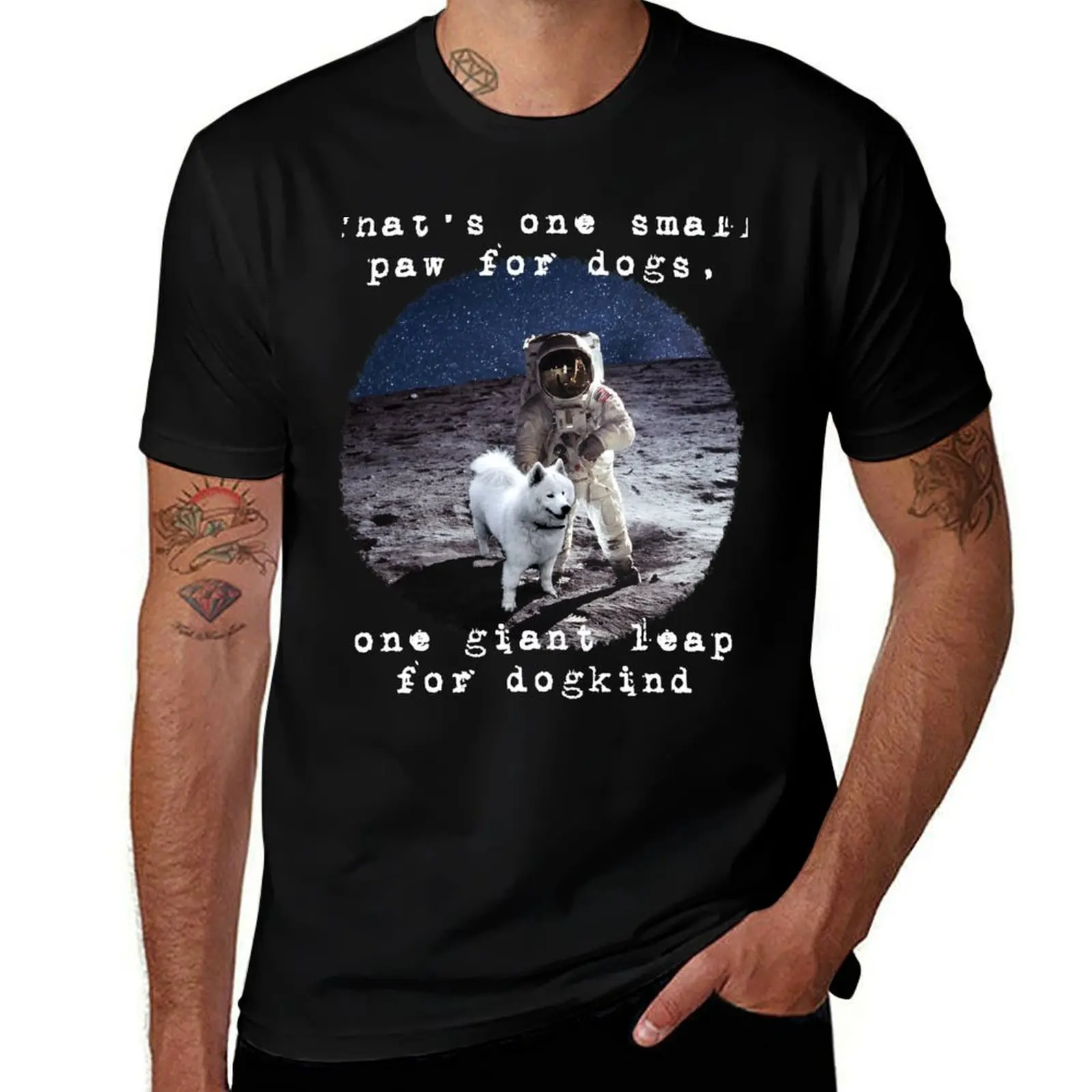 Samoyed Dog on the moon with the astronaut with a quote. T-Shirt Breathable Travel T-Shirt
