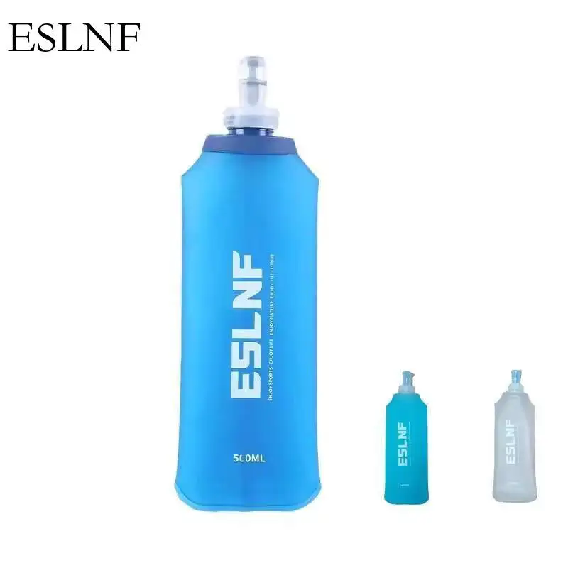 Botella de Agua Plegable ESLNF de 500 ml, Botella Flexible Libre de BPA, Bolsa de Agua Portátil de TPU Plegable para Deportes al Aire Libre, para Correr y Acampar