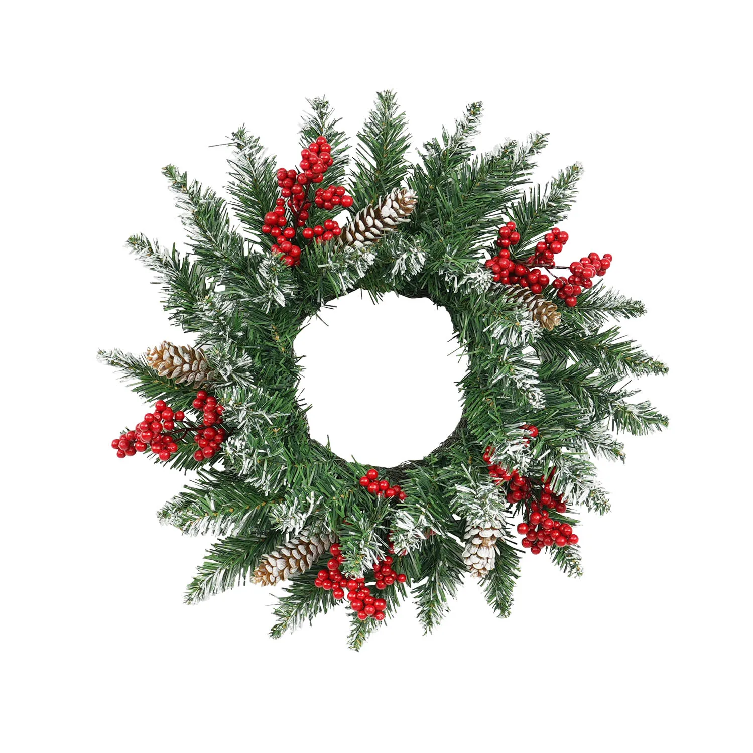 46/56cm Christmas Wreath Christmas Decoration Pendant Simulated Plant Pine Boughs Berries Circle Wreath Indoor Outdoor Decor