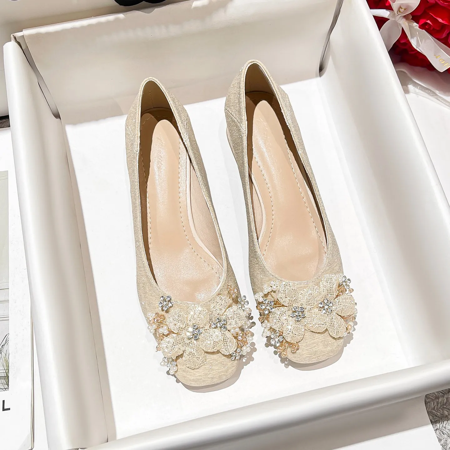 New Chinese-style with Qipao Shoes 2026 New Wedding Dress Bridal Shoes, Chunky Heel, Square Toe, Mid Heels for Women view 2