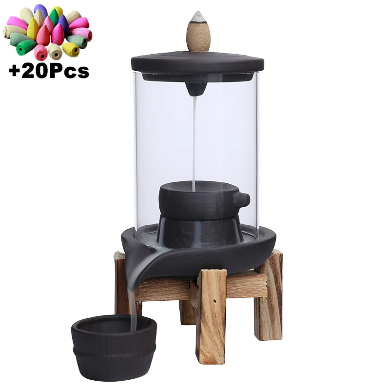 Home Decorations Windproof Backflow Incense Desktop Lucky Peaceful Ornaments Indoor Incense Fountain&Candlestick