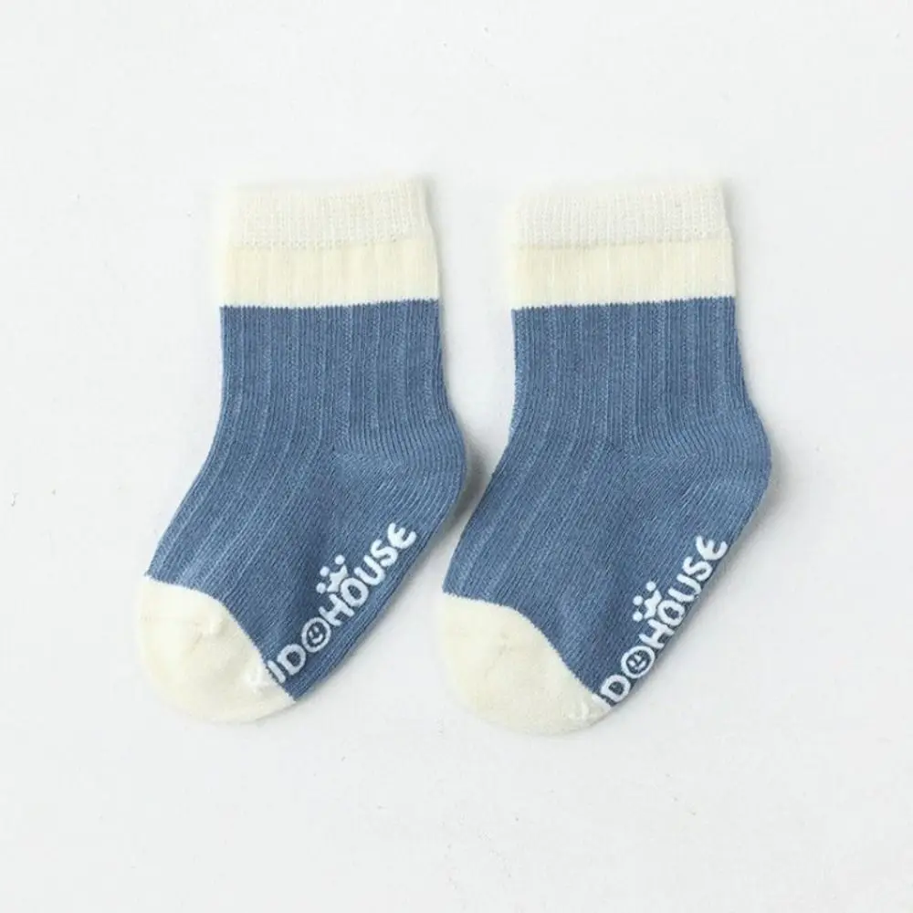 Breathable Boneless Baby Socks New Printed Anti Slip Socks Solid Color Cotton Newborn Stockings