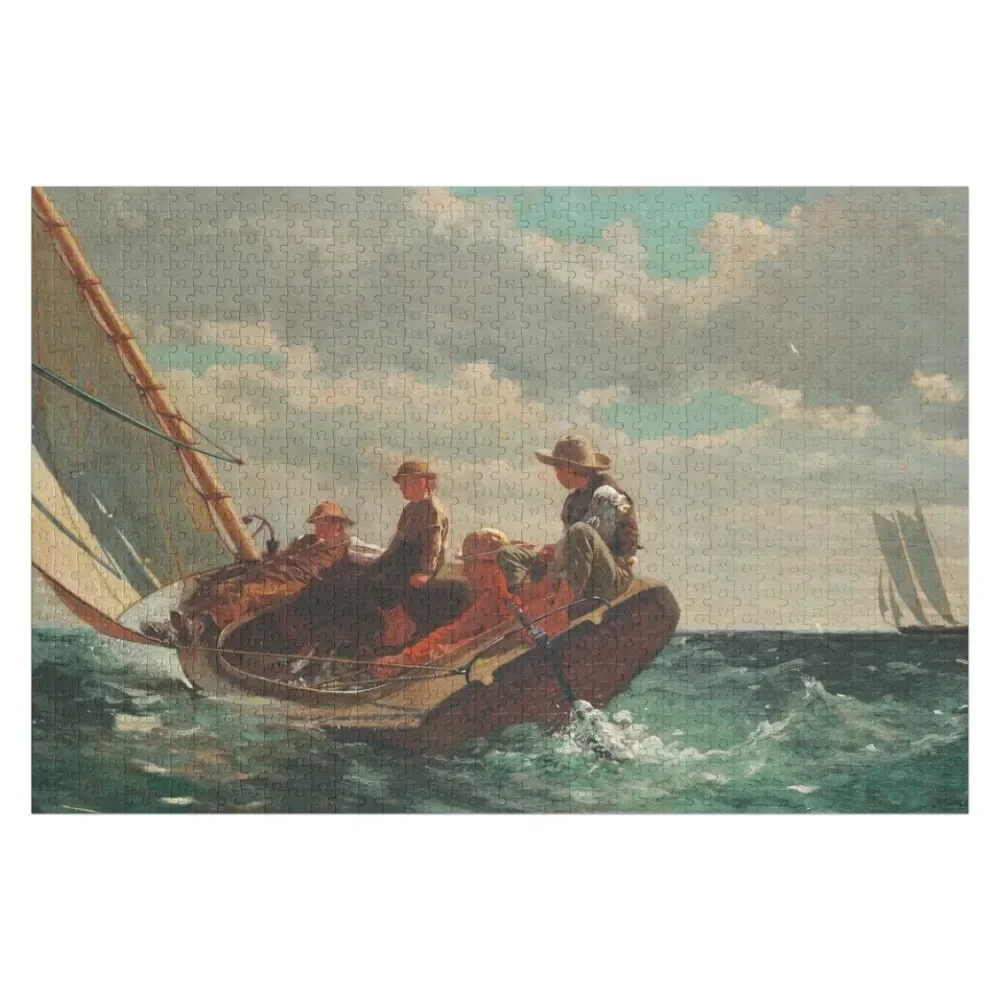 

Winslow Homer - Breezing Up (A Fair Wind) Jigsaw Puzzle Wooden Adults Wooden Name Custom Personalized Wooden Name Puzzle