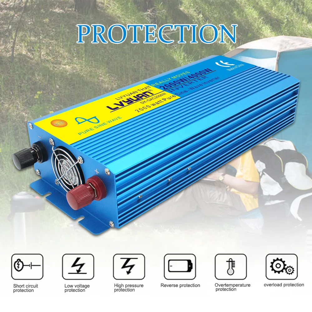 2KW/4KW/5KW Pure Sine Wave Inverter DC12V/24V to AC 127V/220V 60Hz 2000W/4000W/5000W Voltage Converter Universal  Socket