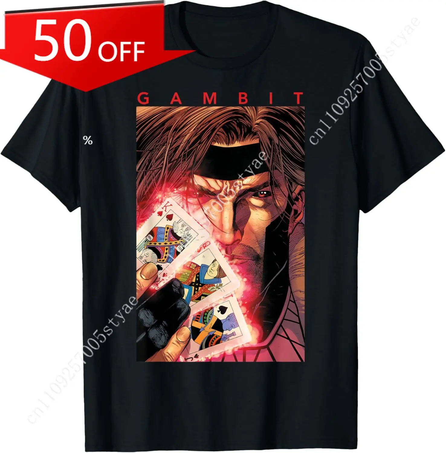 

Marvel X-Men Gambit Glowing Cards Graphic T-Shirt T-Shirt