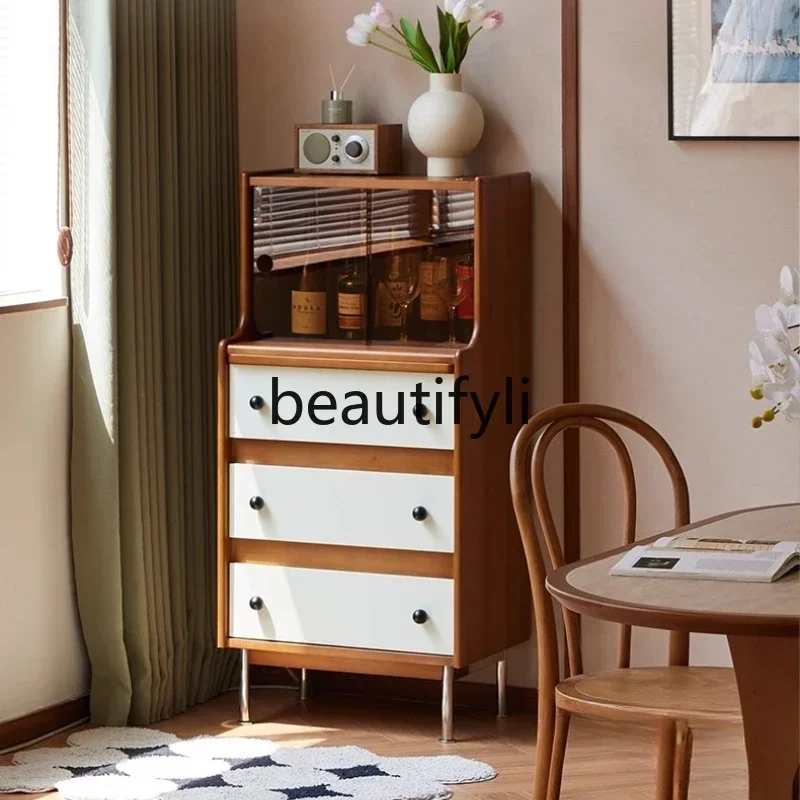 

yj57 Nordic Solid Wood Wine Cabinet New Model Living Room Wall Display Storage Cabinet Home Simple Side Cabinet