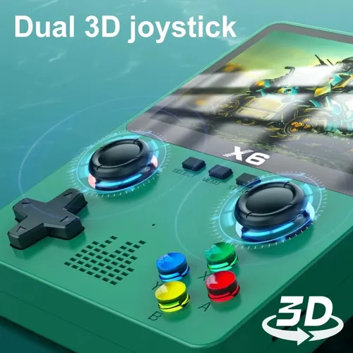 Imagen 2 del producto Consolas de videojuegos X6 con pantalla IPS de 3,5 pulgadas, videoconsola portátil con Joystick Dual, 11 simuladores, GBA, para niños