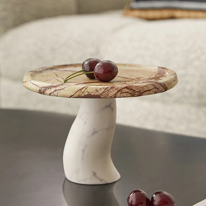 Creative Mushroom Shape Marble Art Fruit Plate Home Ambience Sense Of Decor Upscale Club Center Dessert Storage Tray Ornaments