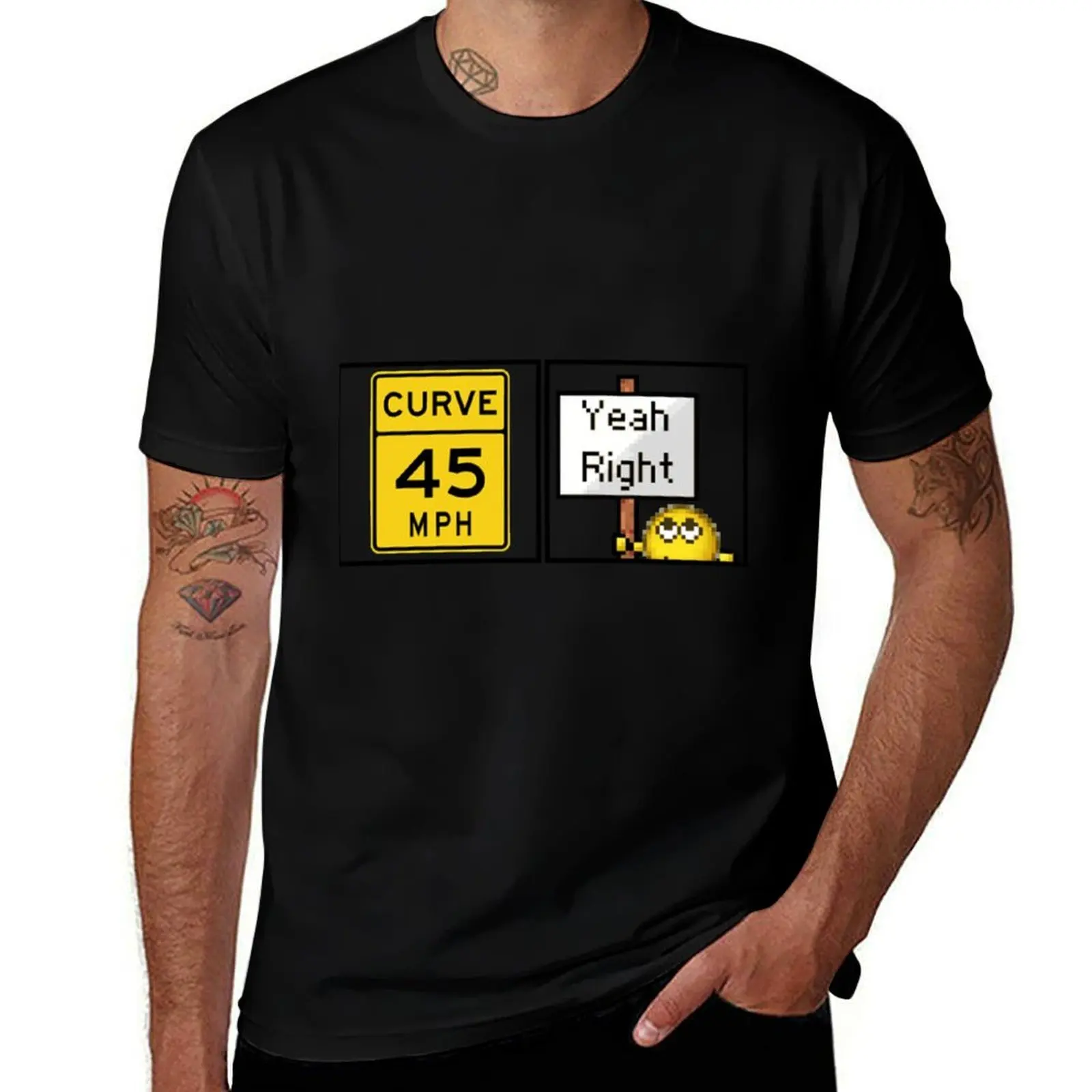 Yeah right speed check curve T-Shirt Heavy Duty Casual Work Tee